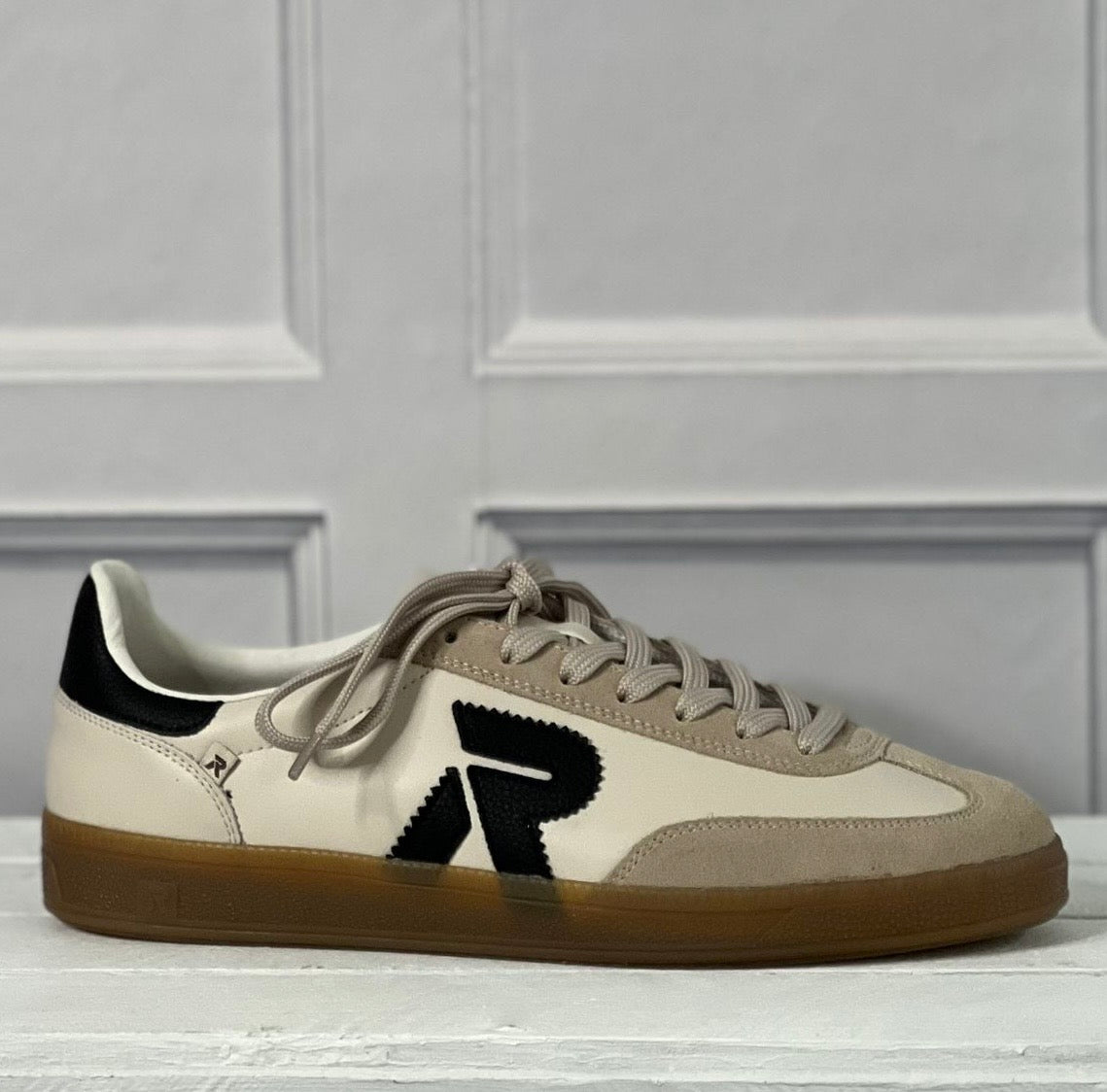 Rieker - Mens Beige/Black Combo Gum Sole Trainer