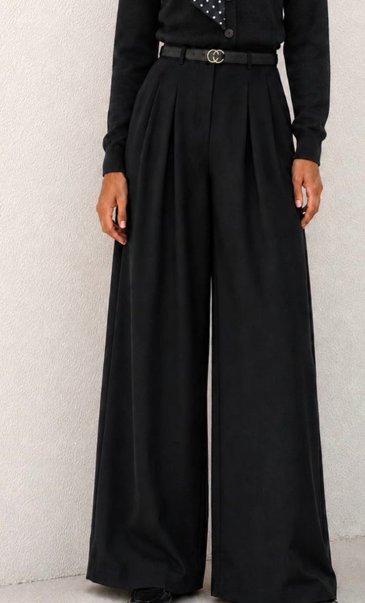 Black High Waist Wide Leg Trouser