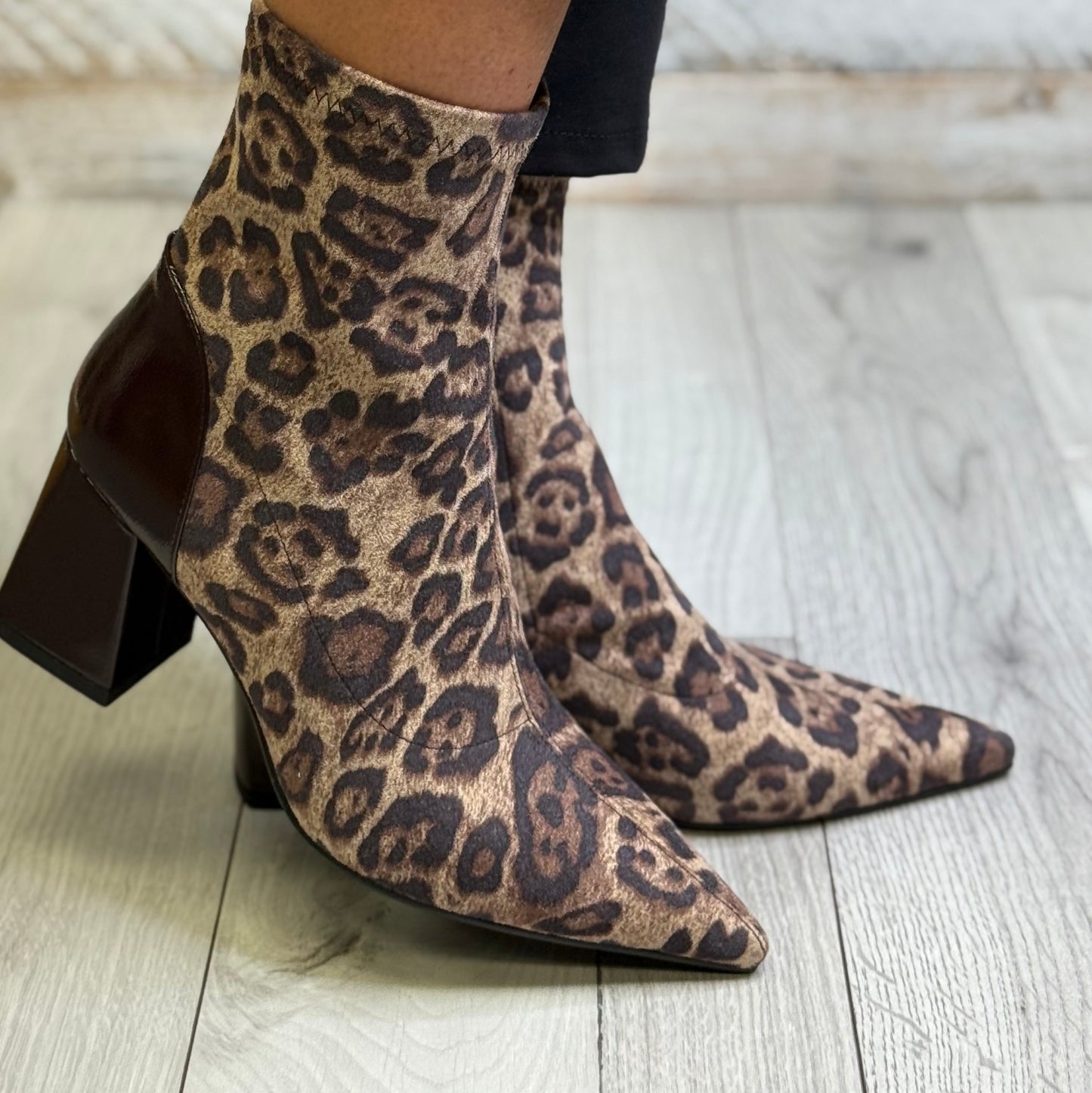 Dancing Matilda - Brown Animal Print Sock Boot