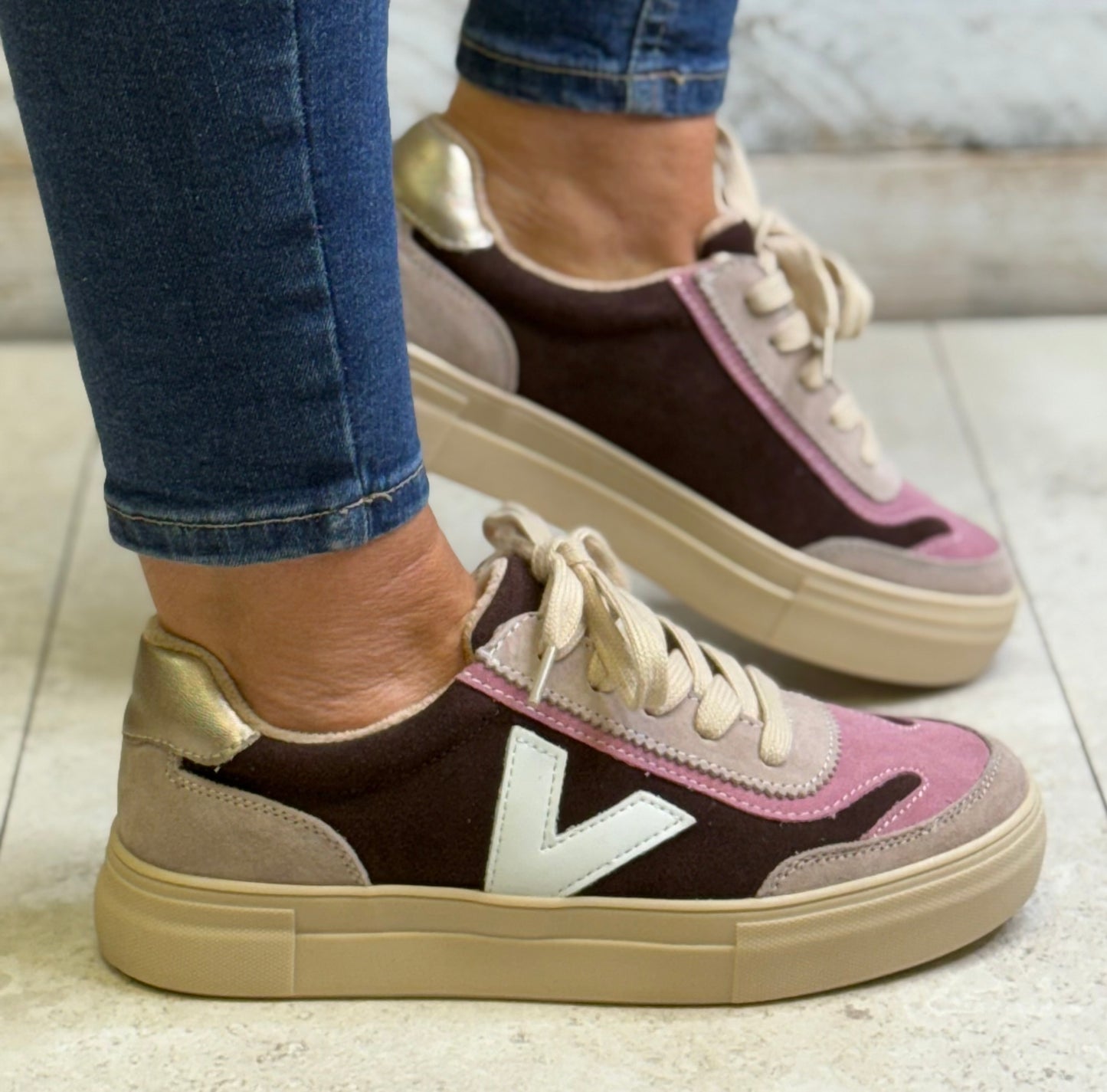 Drilleys- 'Eighty' Burgundy Mix Platform Trainer