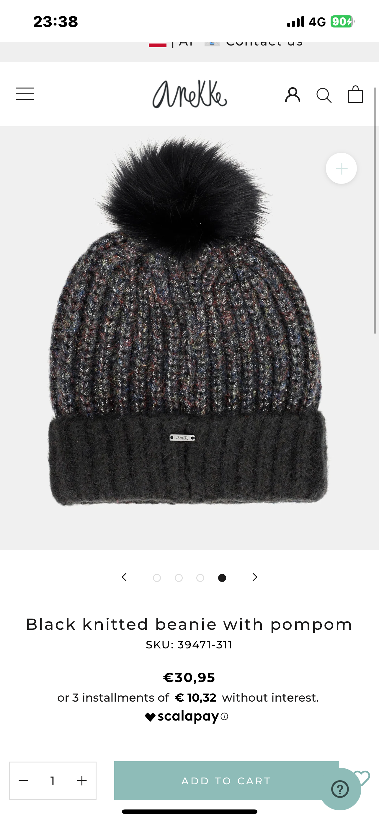 anekke - Black Knitted Beanie with Pom Pom