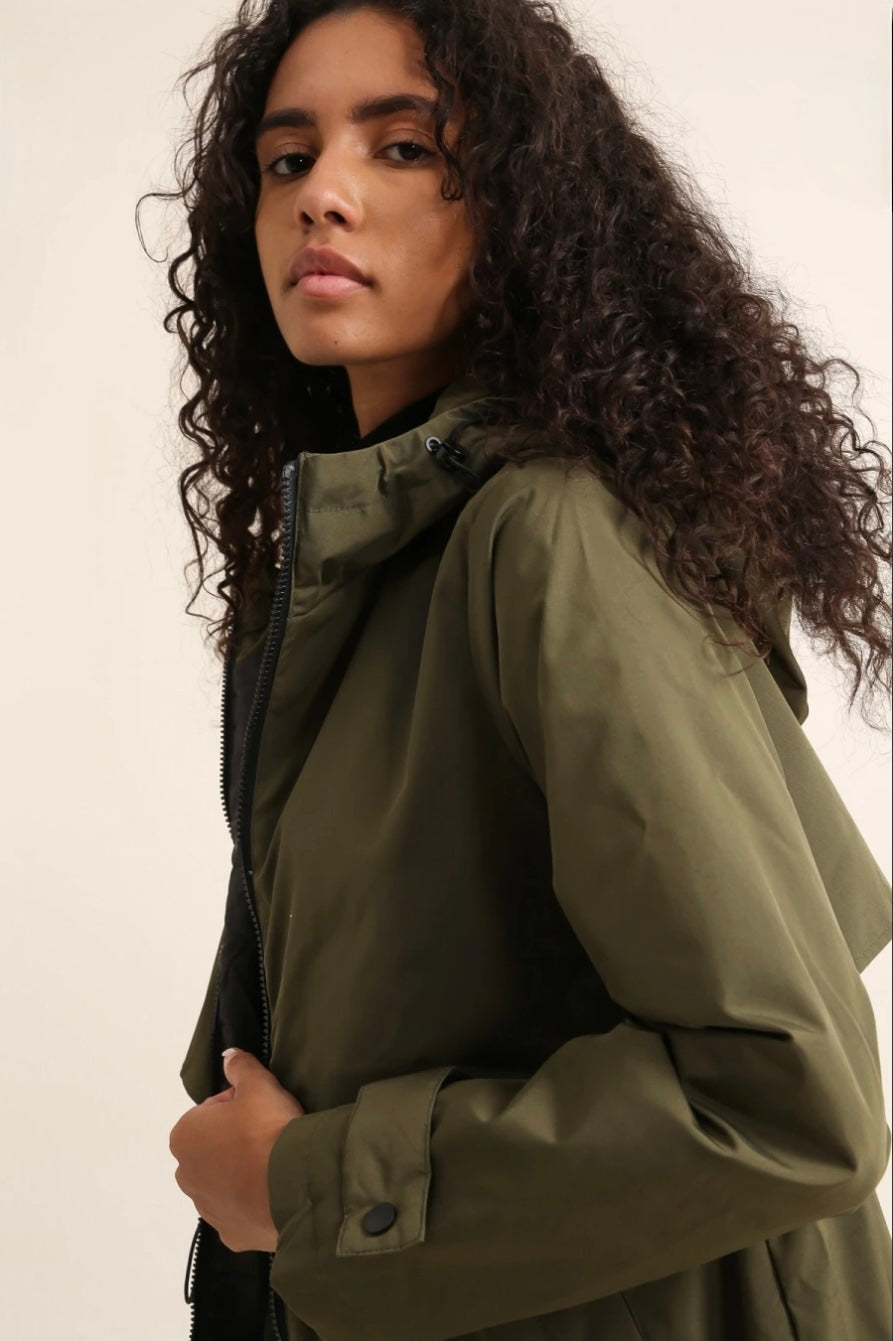 Khaki Long Raincoat