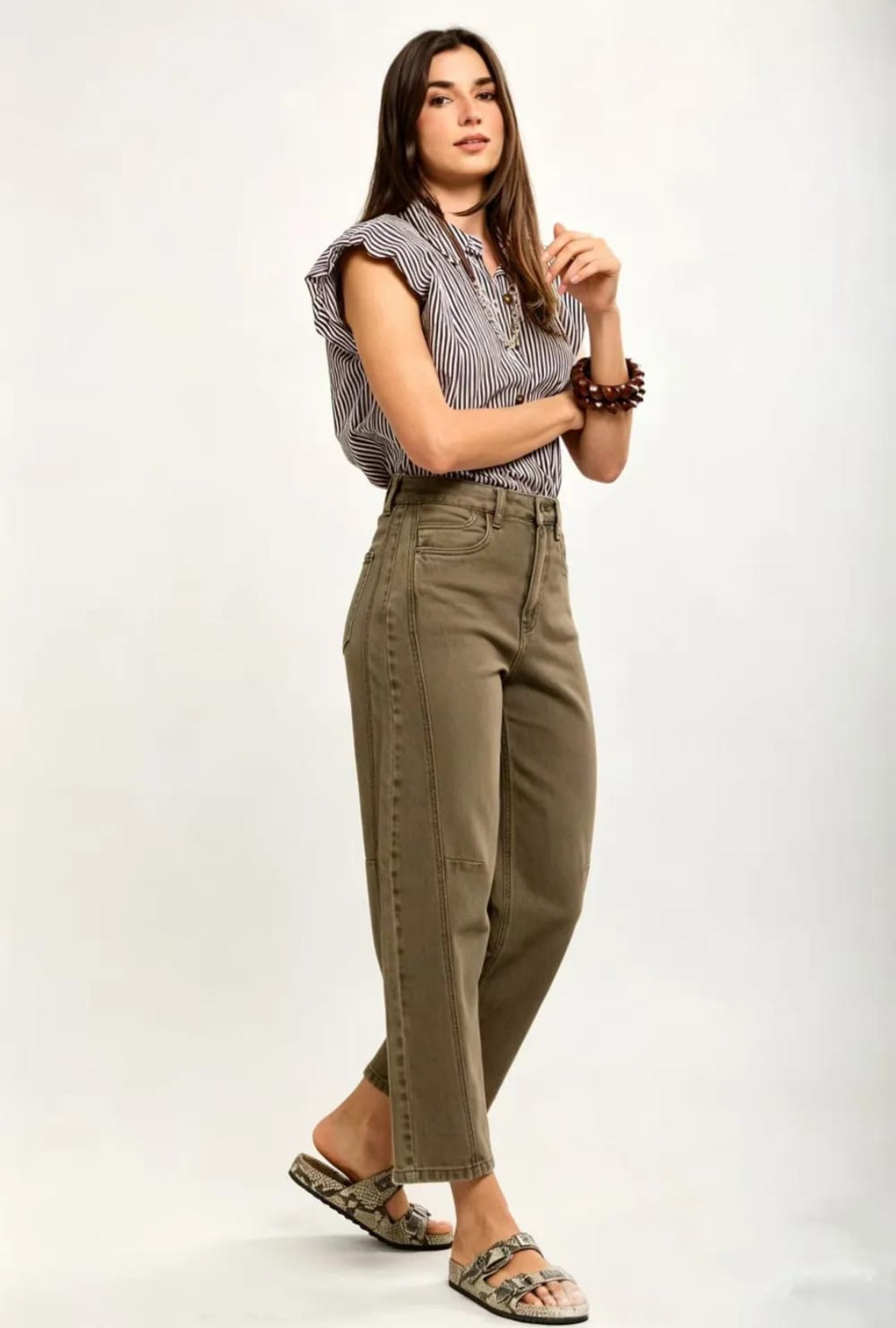 Toxik 3 - Khaki Barrel Leg Jean