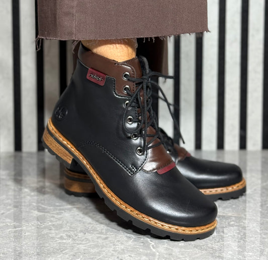 Rieker - Black/Brown Detail Lace Boot