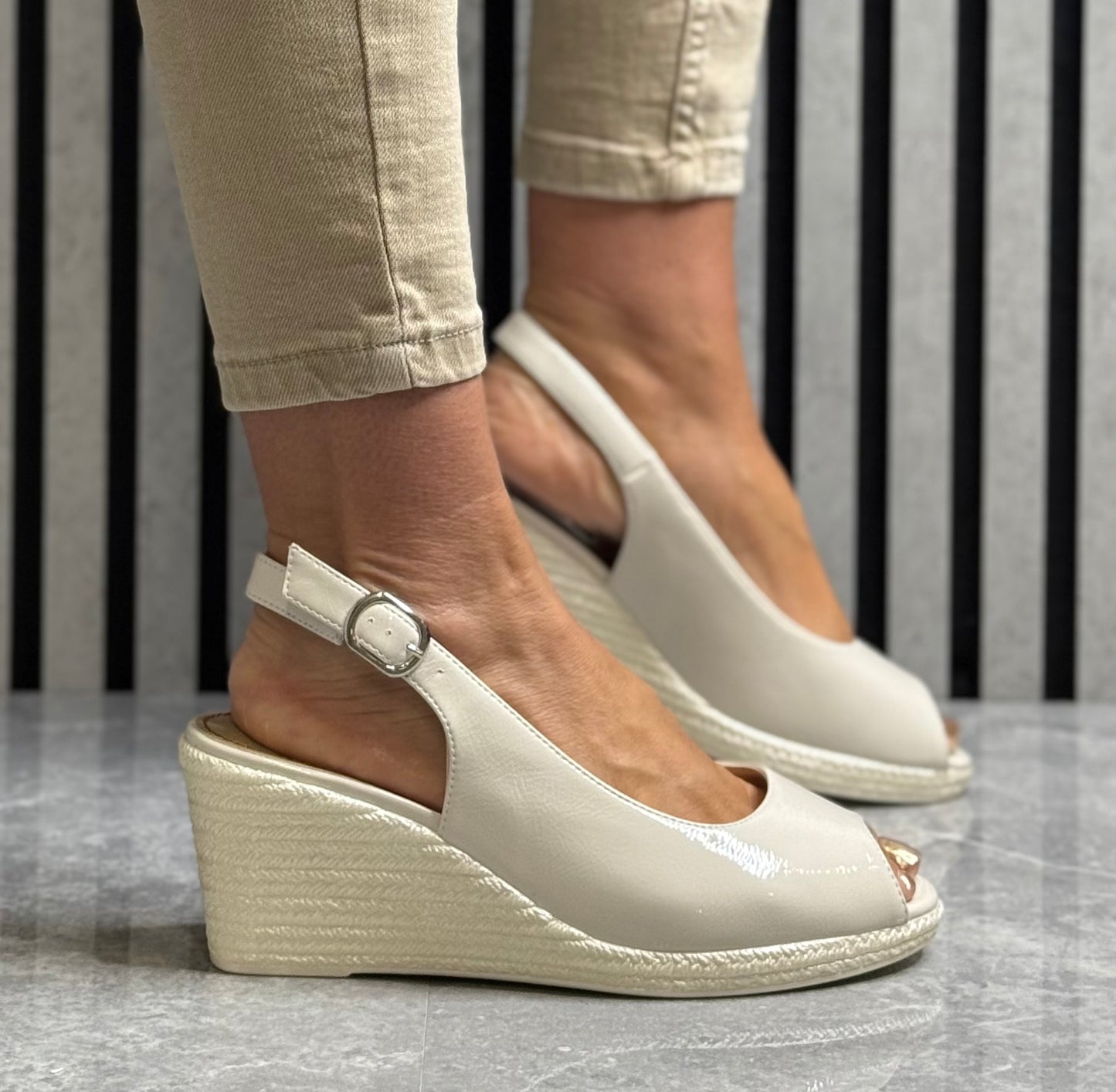Zanni & Co - 'Aryan One' Whipped Peep Toe Wedge Sandal