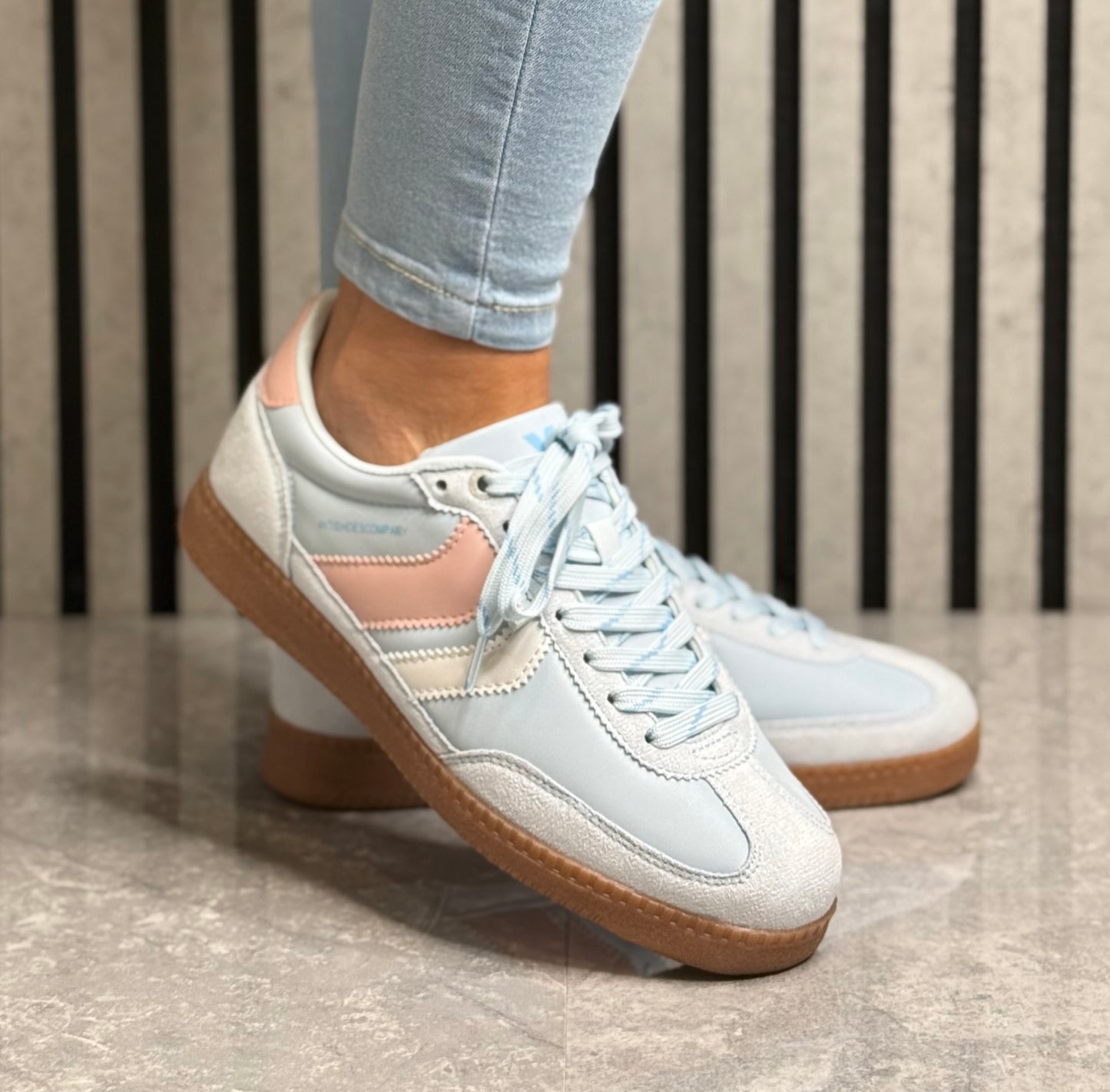 Xti - Powder Blue/Baby Pink Gum Sole Trainer (145052)