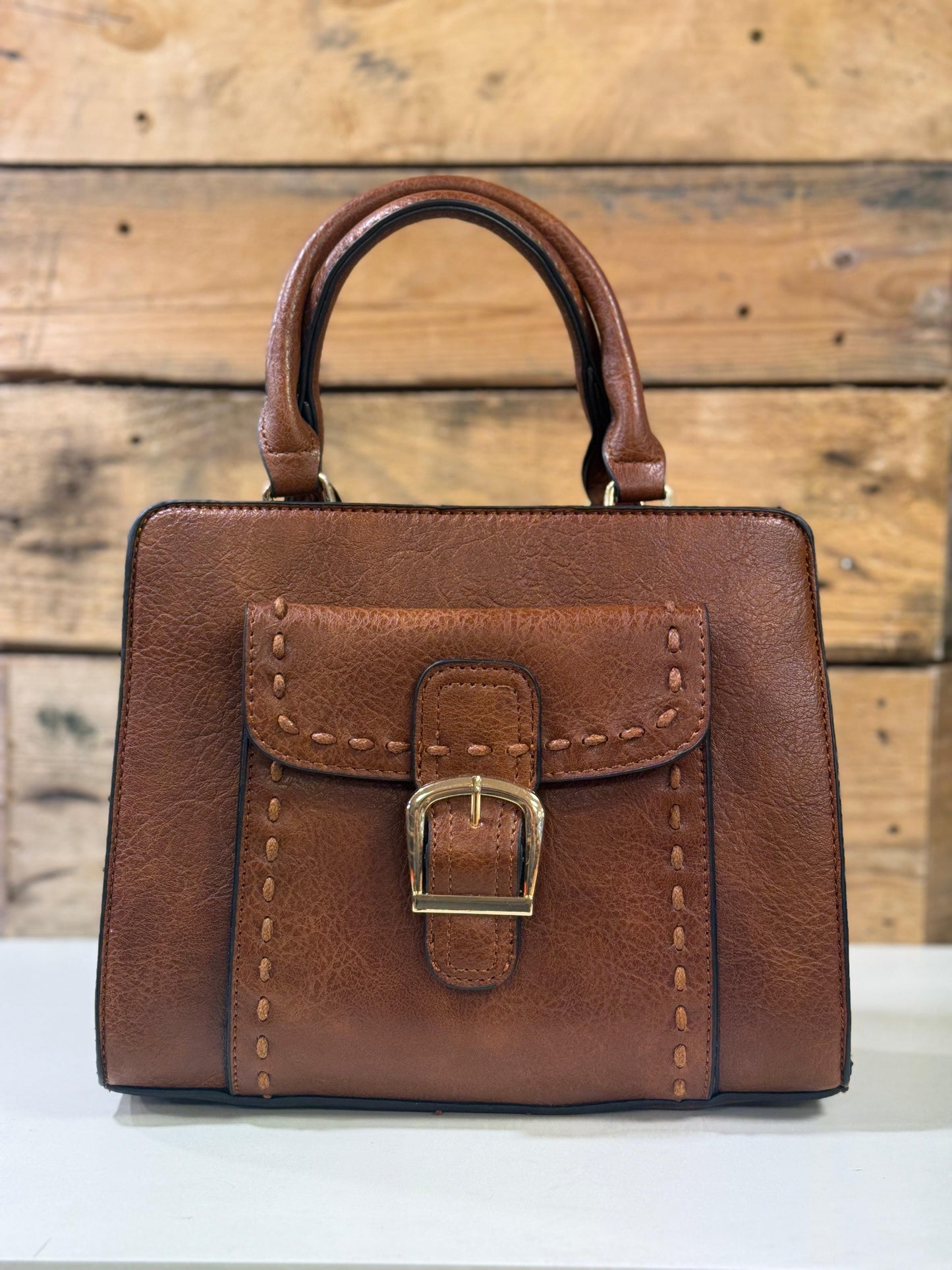 hannah k - 'Zara' Tan Buckle Handbag