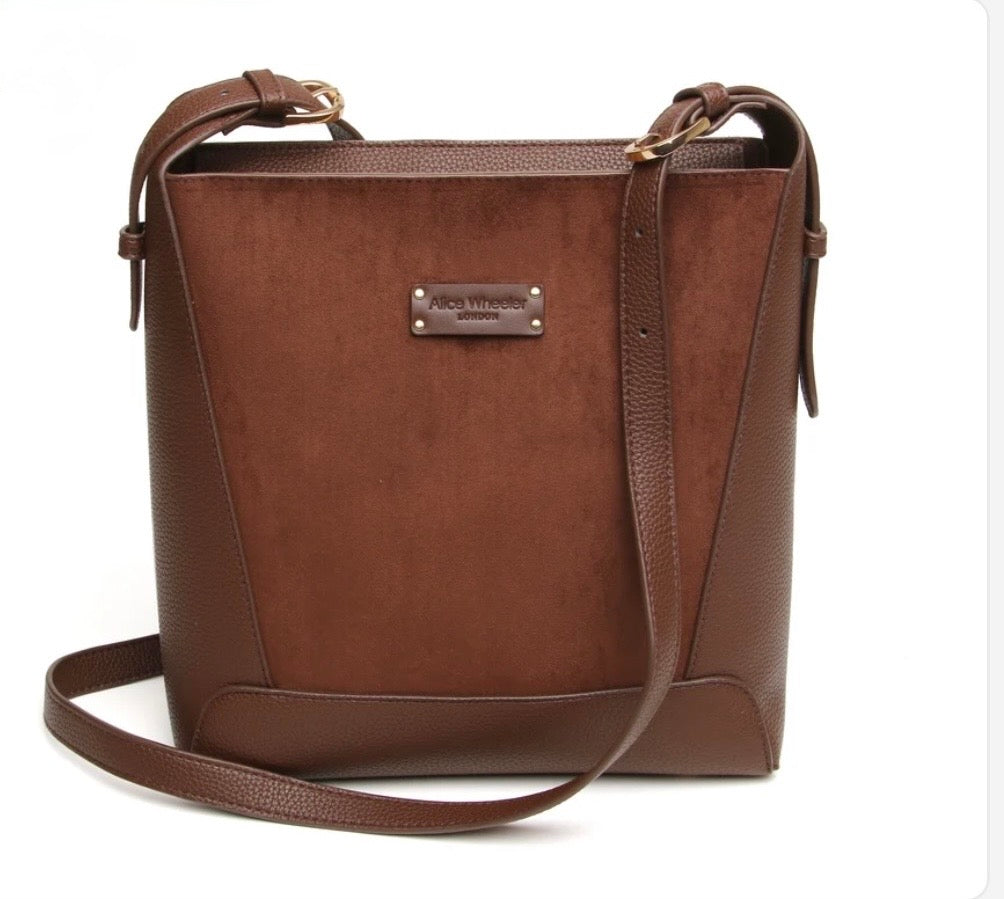 Alice Wheeler - Kensington Chocolate Suede Crossbody Bag