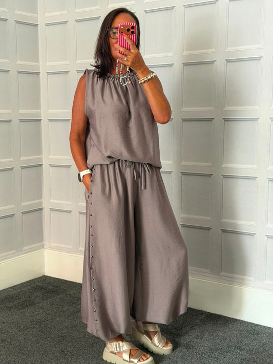 Mink 2 Piece Balloon Leg Suit