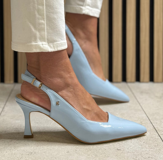 Kate Appleby - ‘Denham’ Sky Blue Patent Sling Back Heel