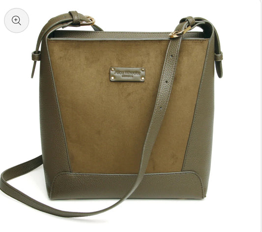 Alice Wheeler - Olive Faux Suede Kensington Crossbody Bag