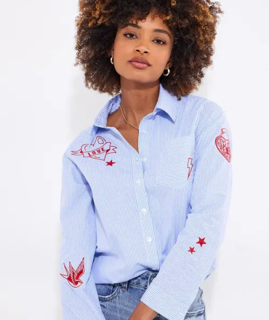 Joe Browns- Marcie Embroidered Stripe Cotton Shirt