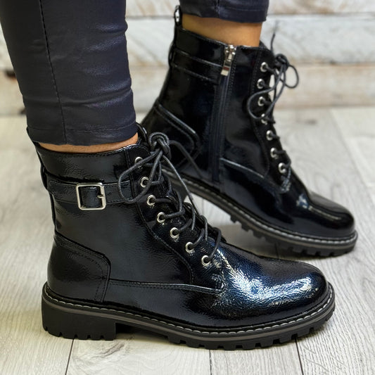 Lunar - 'Parlour' Navy Patent Boot