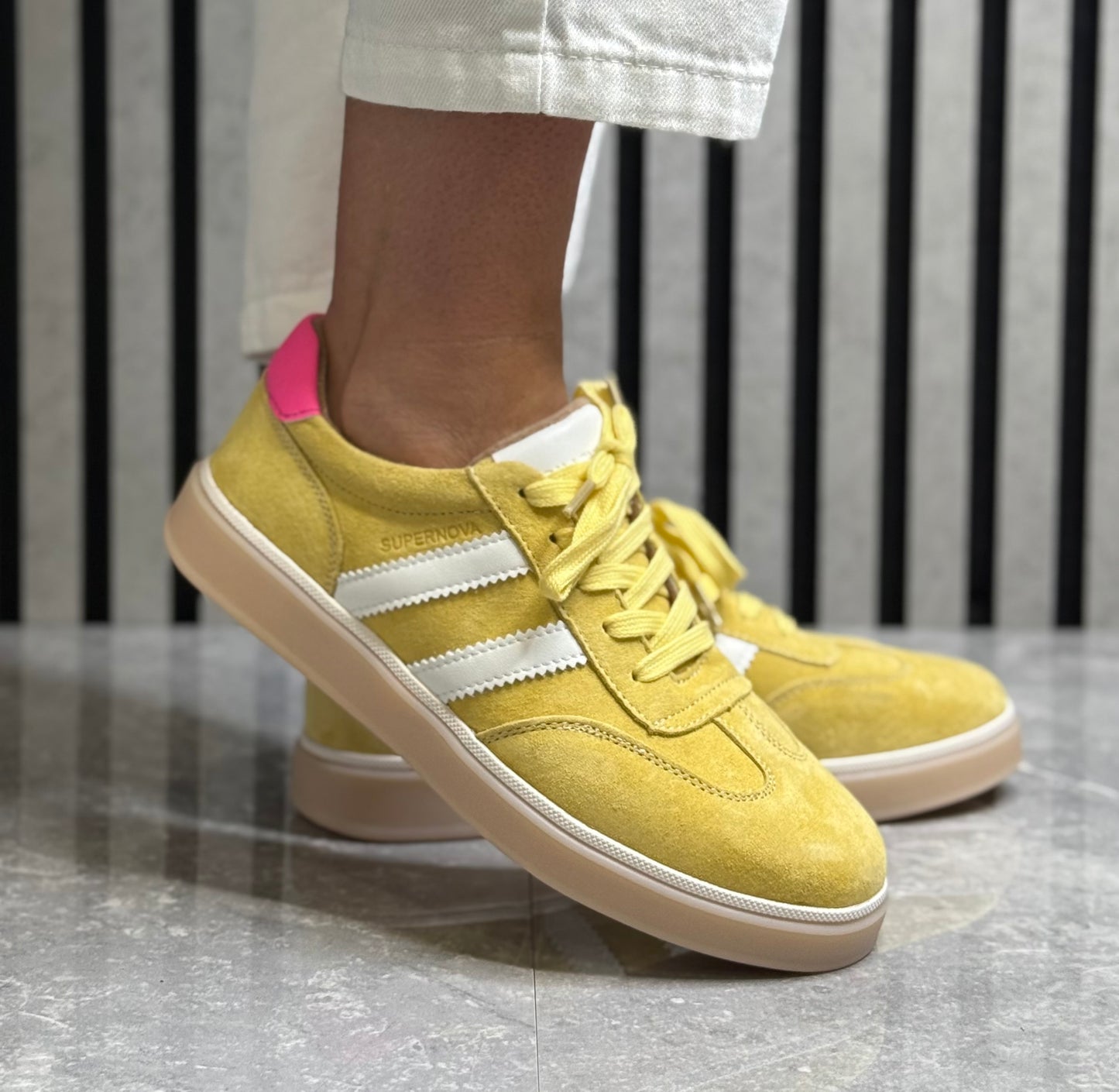 Drilleys- 'Seventy Five’ Mellow Yellow Leather Trainer