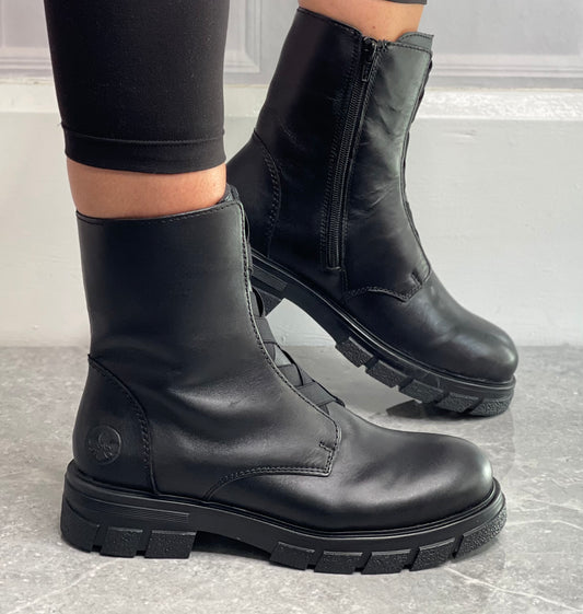 Rieker - Black Front Strap Detail Boot