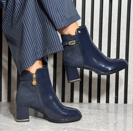 Zanni & Co - 'Fuyang One' Cobalt Mix Block Heel Boot