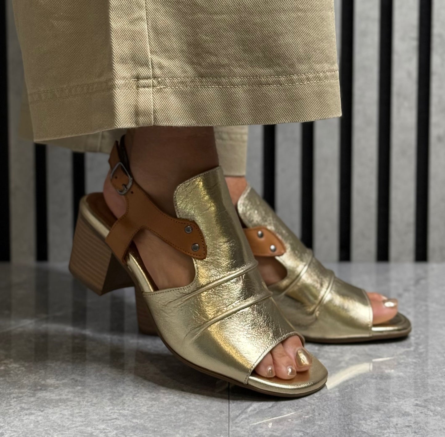 Modella - ‘Catherine' Gold Metallic Leather Sandal