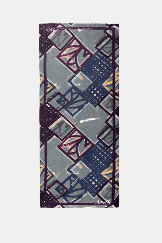 anekke - Blue Printed Pashmina (41470-101)