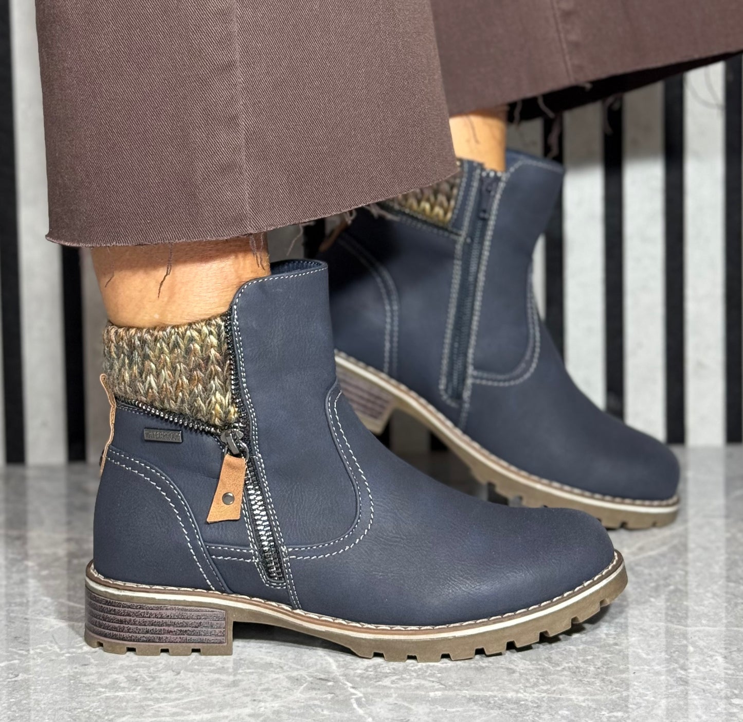 Lunar - 'Breeze' Navy Waterproof Ankle Boot