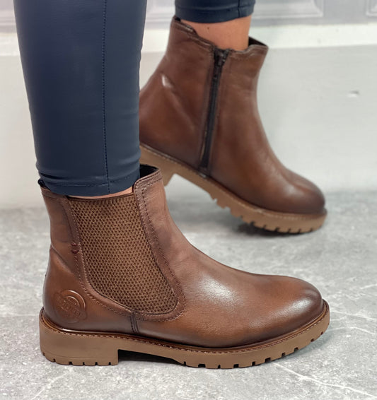 S Oliver - Cappuccino Leather Chelsea Boot