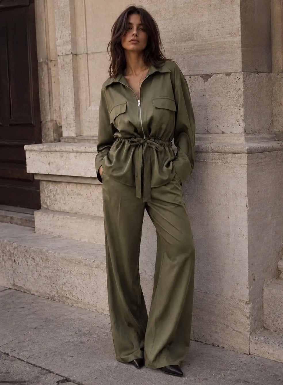 Khaki 2 Pc Trouser Suit