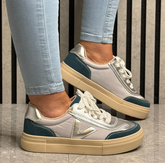 Drilleys- 'Eighty' Aqua Blush Platform Trainer