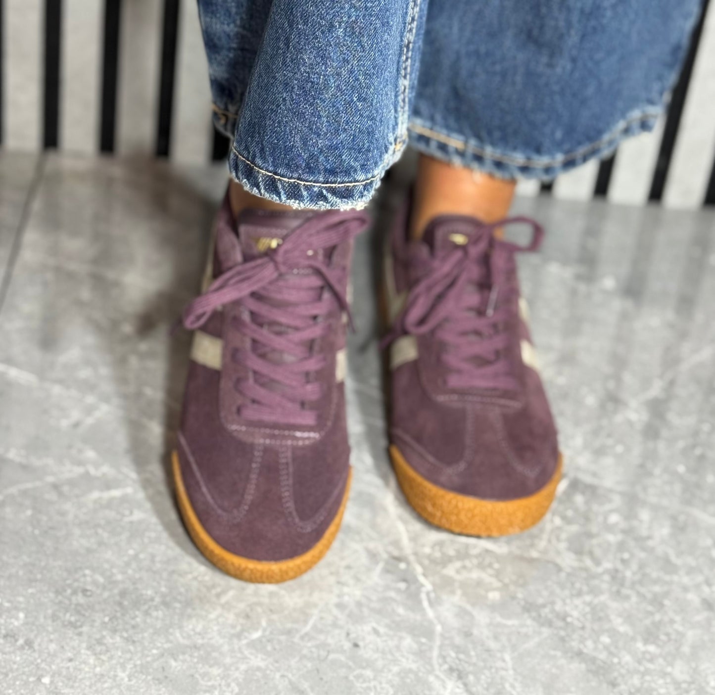 Gola - ‘Harrier Mirror' Cocoa/Gold/Gum Sole Trainer