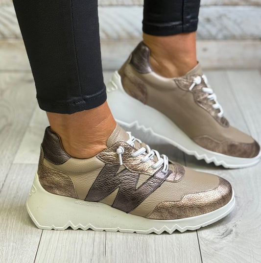 Wonders - A-6760 Taupe/Bronze Leather Trainer