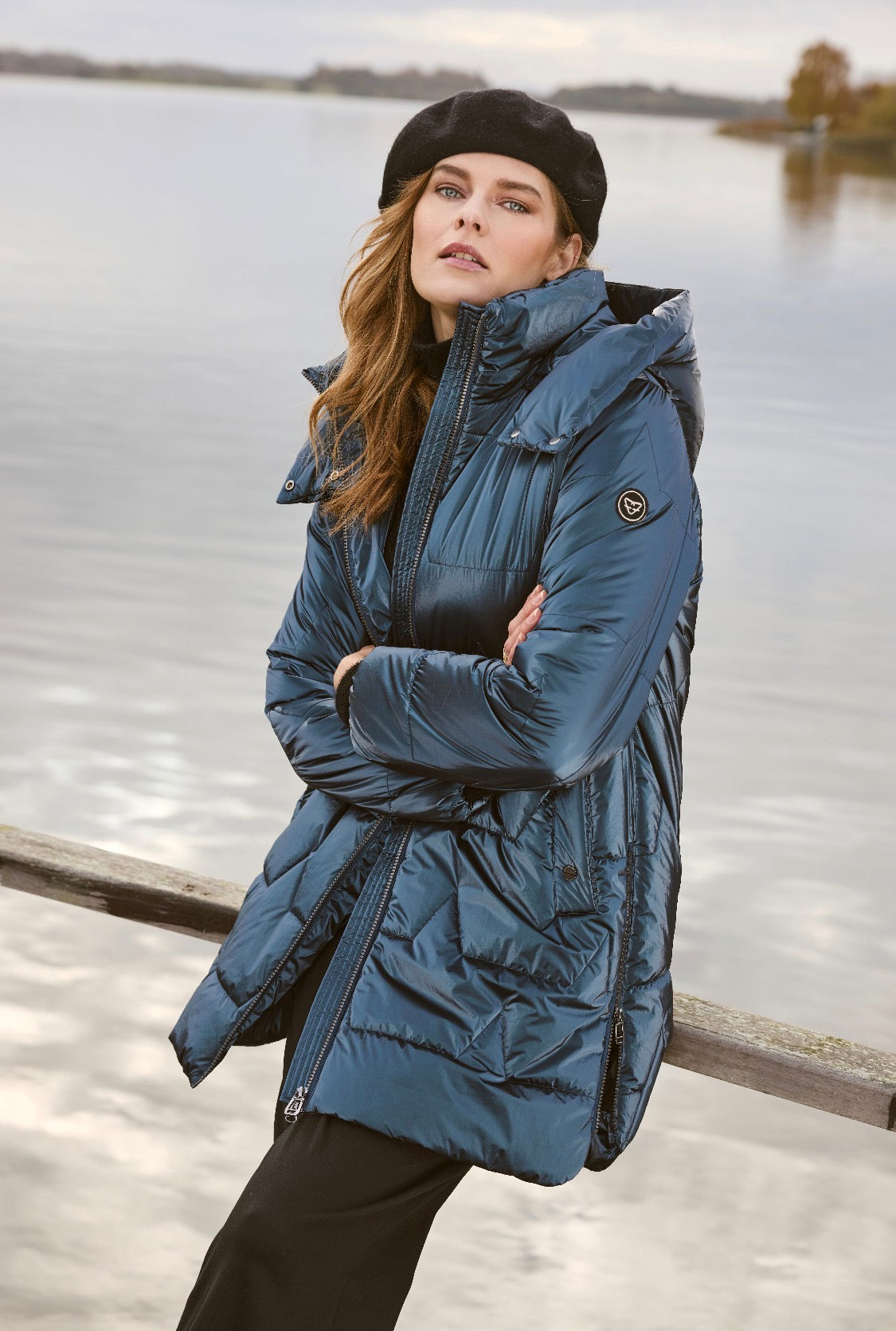 Frandsen - Petrol Metallic Long Quilted Coat