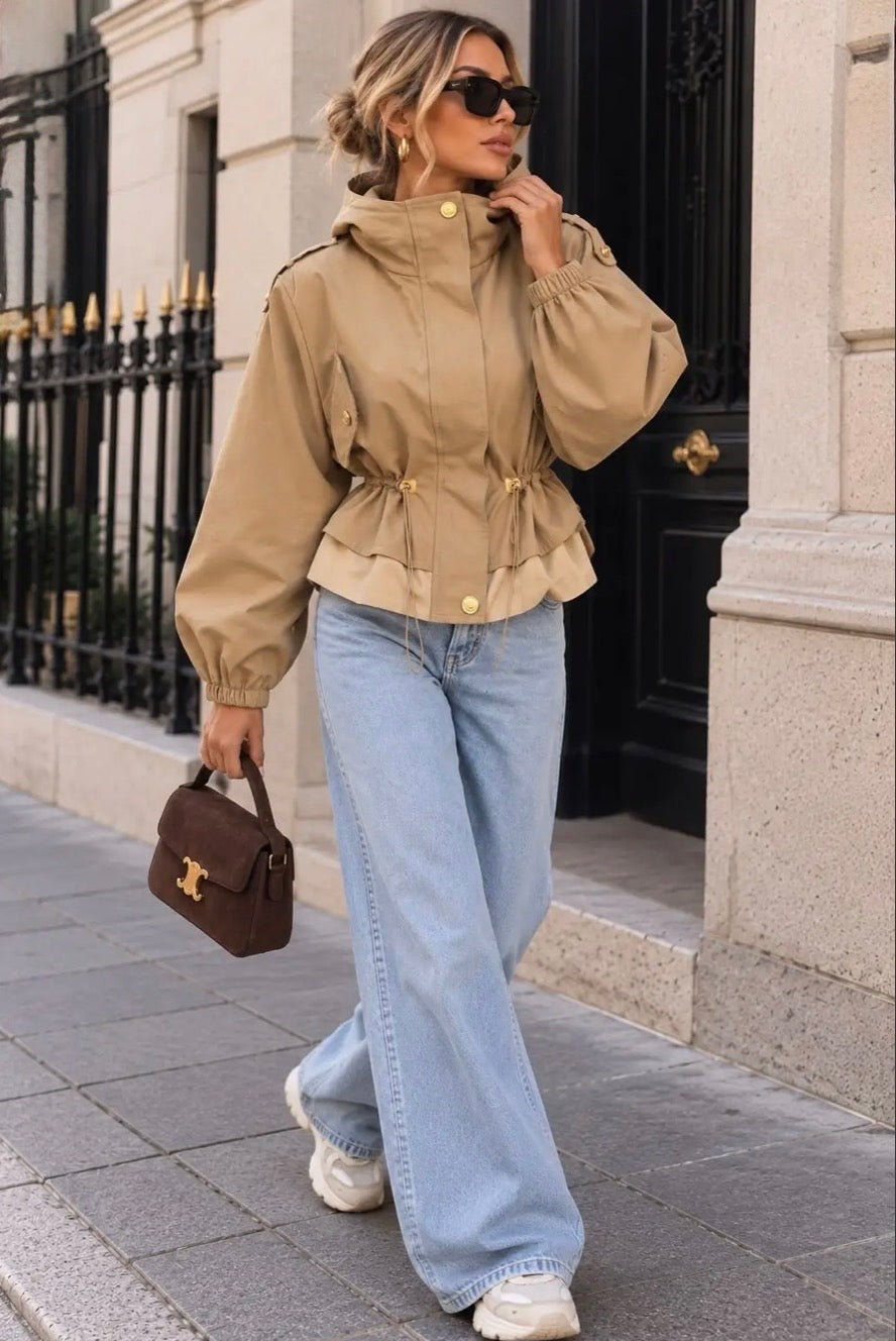 Taupe Hooded Safari Jacket