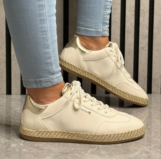 Tamaris - White/Gold Trim Trainer