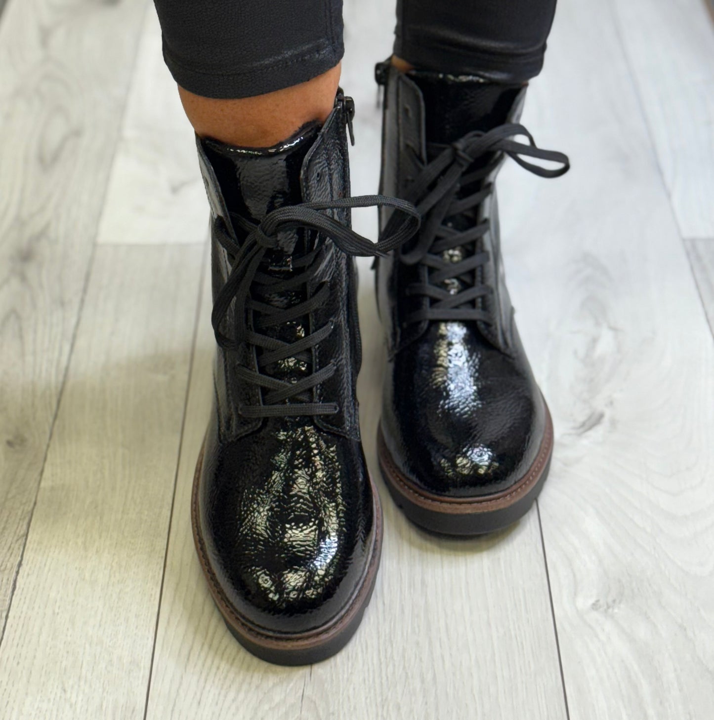 Remonte -  Black Patent Laced Boot