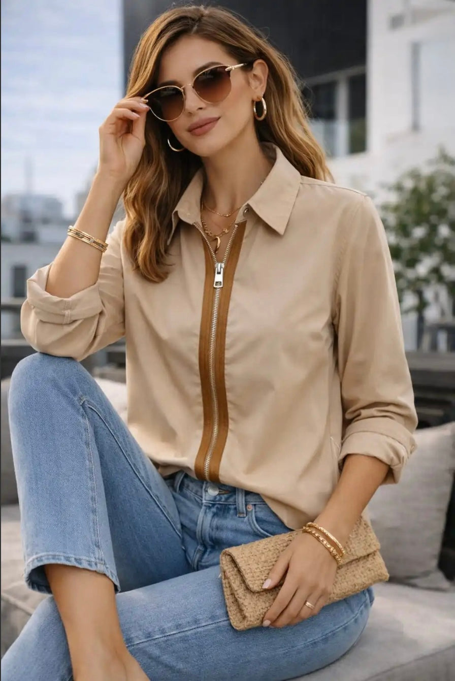 Beige Zip Shirt