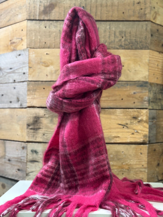 hannah k - Pink Checked Cosy Scarf