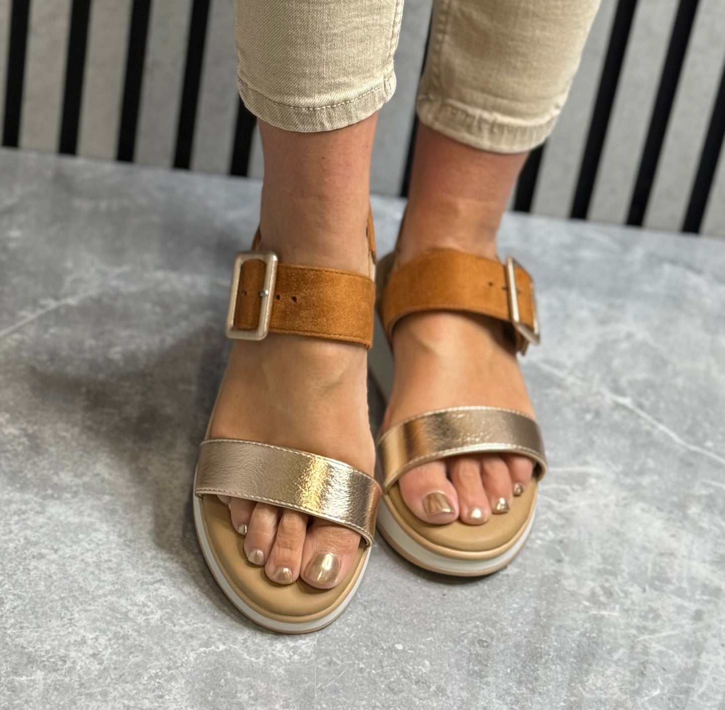 Lunar - 'Dion' Tan Combo Wedge Sandal