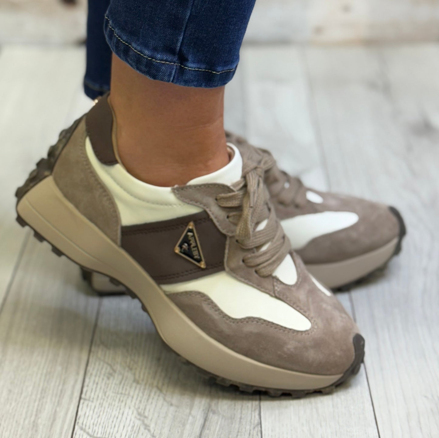 Kate Appleby - ‘Caithness' Taupe/Cream Combo Trainer