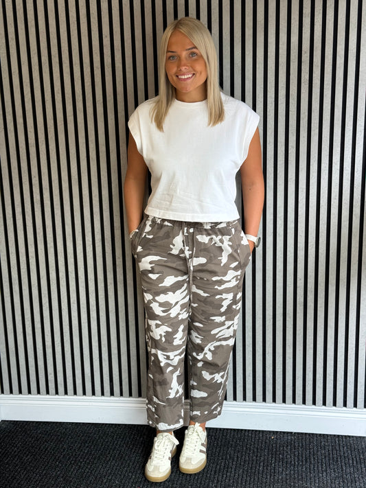 Taupe Camo Drawstring Trouser