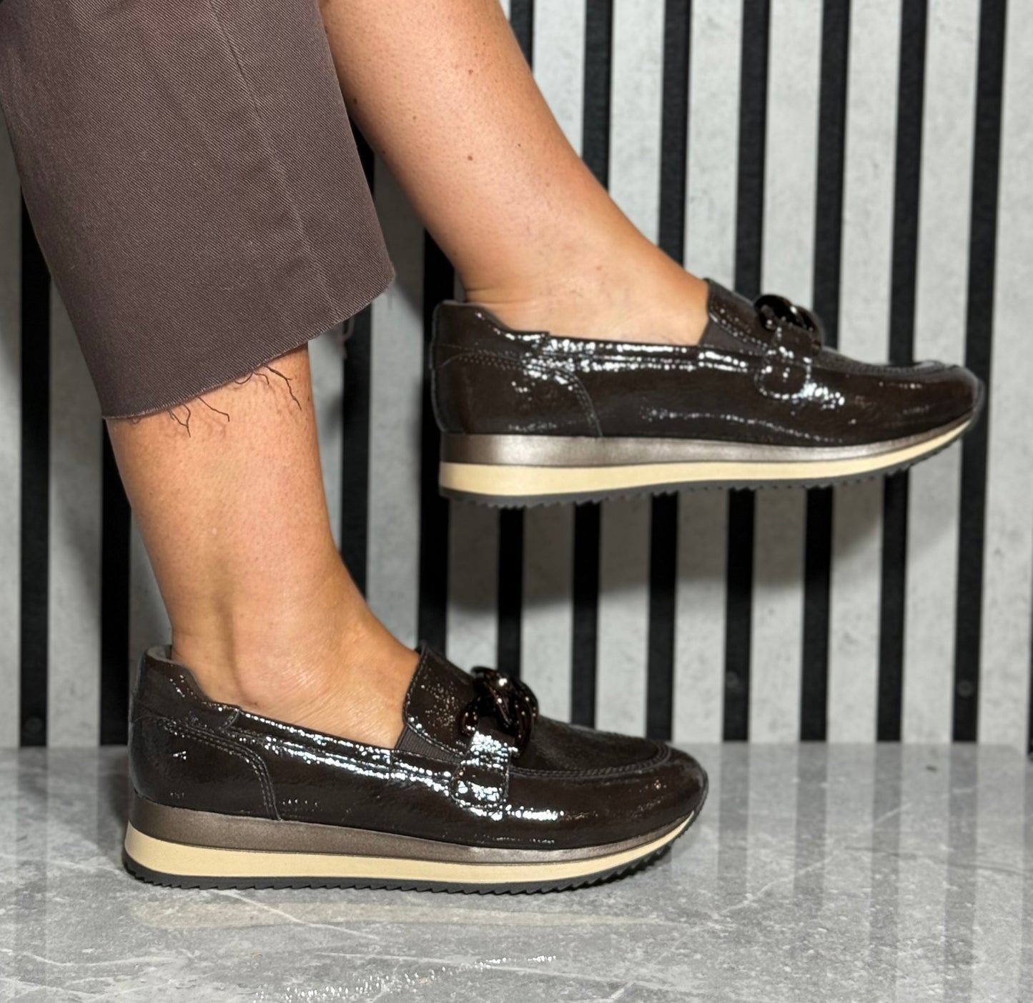 Jana - Mocca Patent Loafer