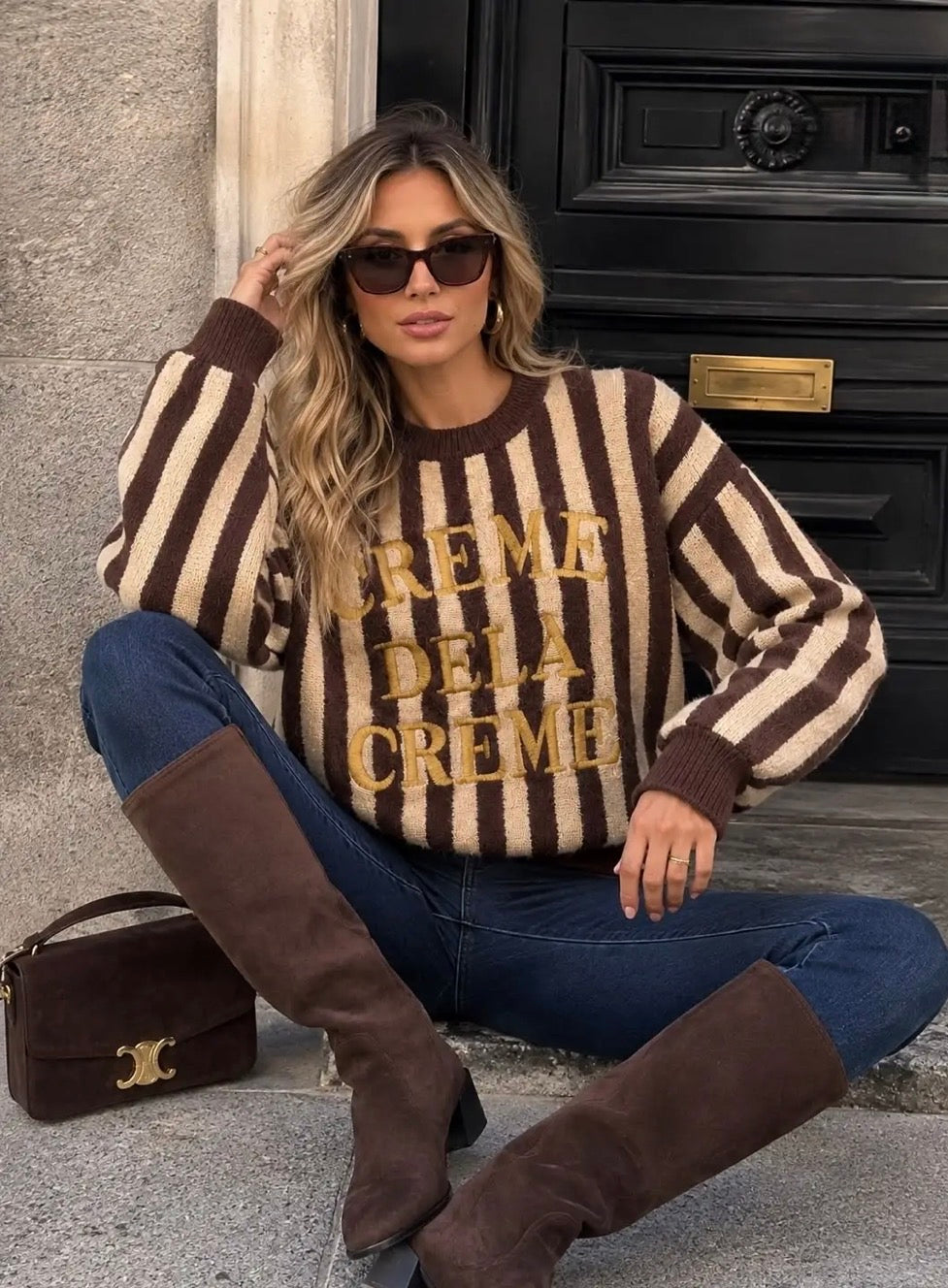 Brown Stripe ‘Crème De La Crème’ Oversized Knit