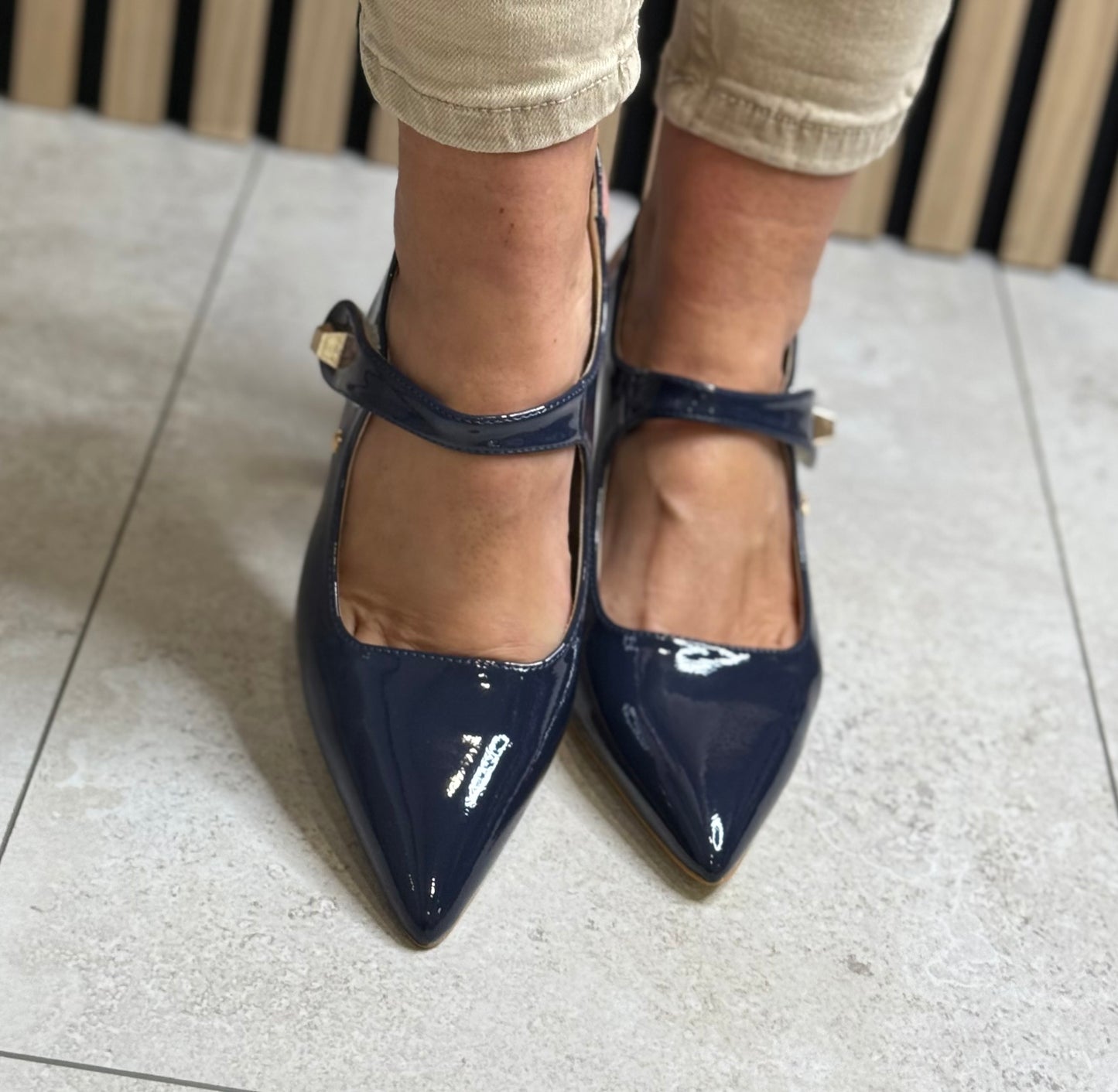 Kate Appleby - ‘Parciau’ Sapphire Patent Sling Back Heel