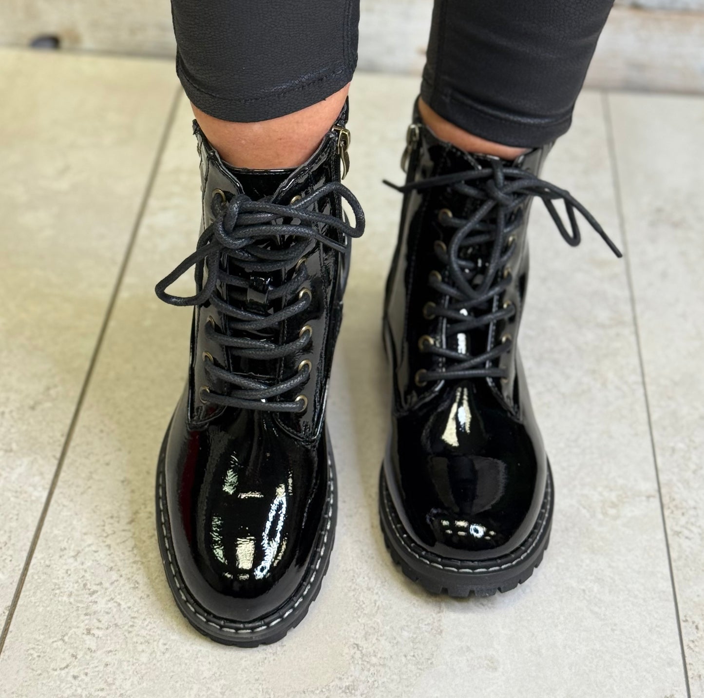Lunar - 'Nevada' Black Patent Boot