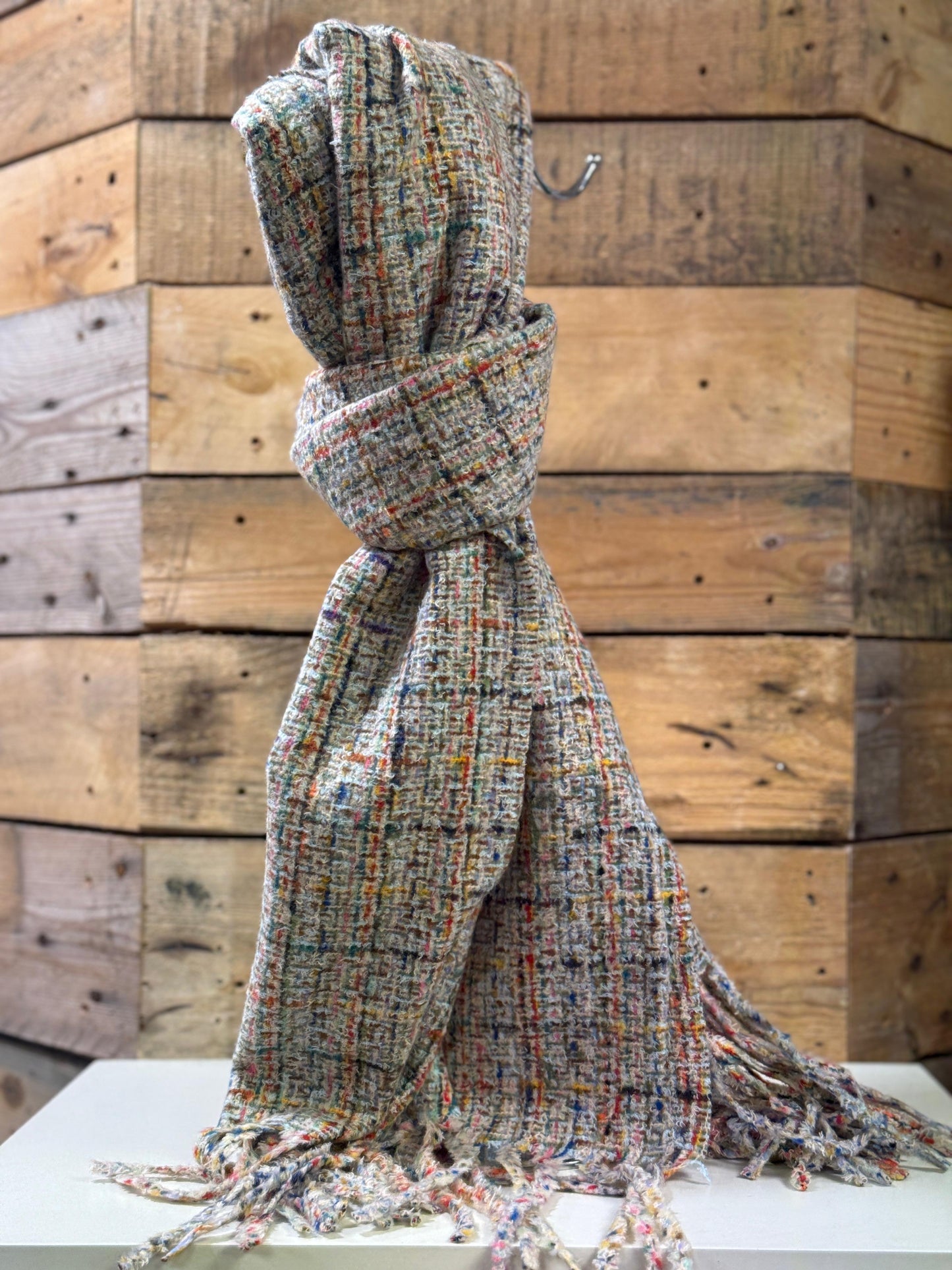 hannah k - Light Multi Coloured Tweed Scarf