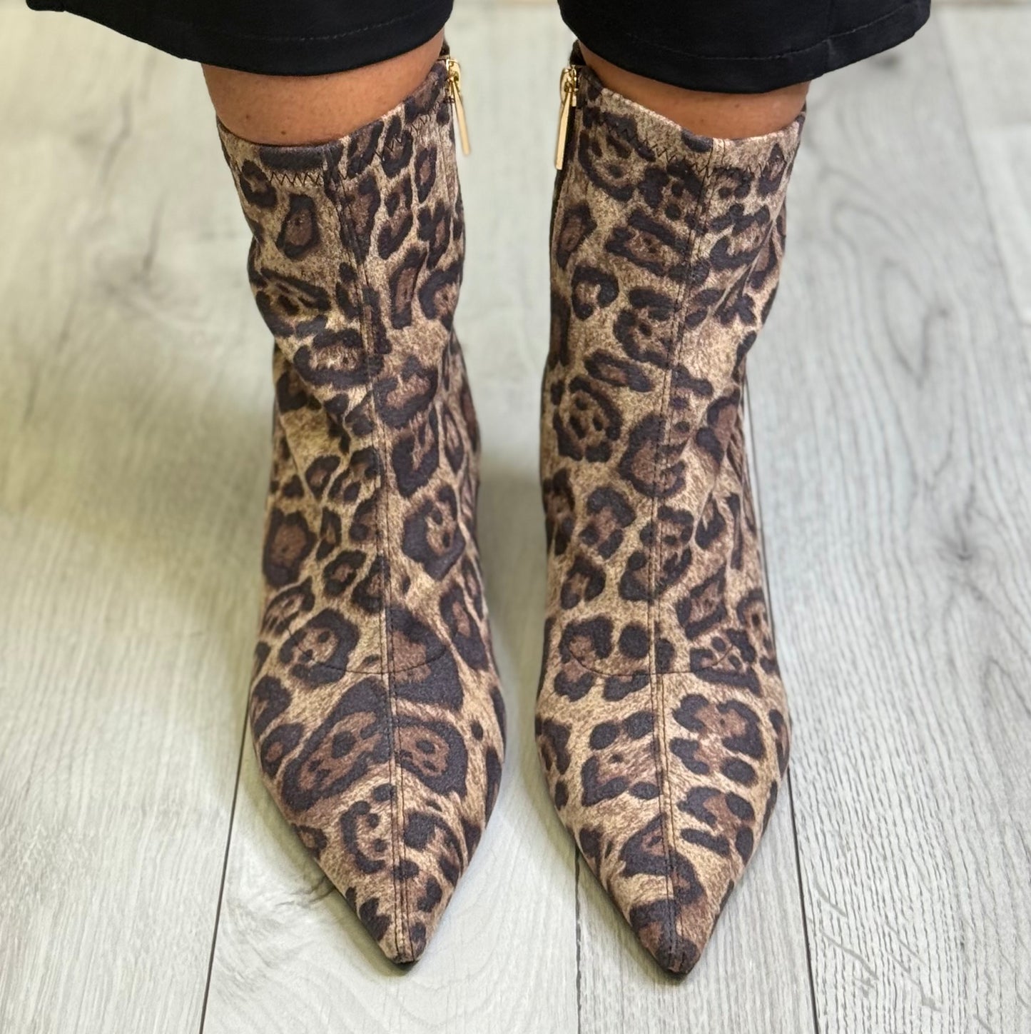 Dancing Matilda - Brown Animal Print Sock Boot