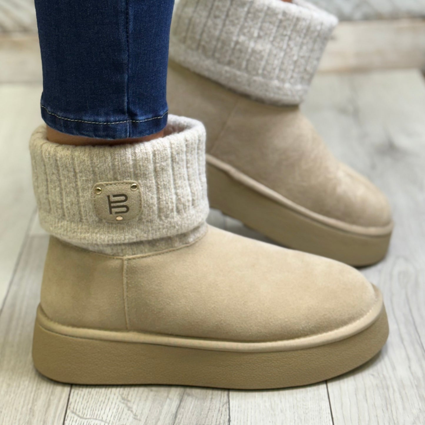 Bagatt- Stone Suede Cuffed Ankle Boot