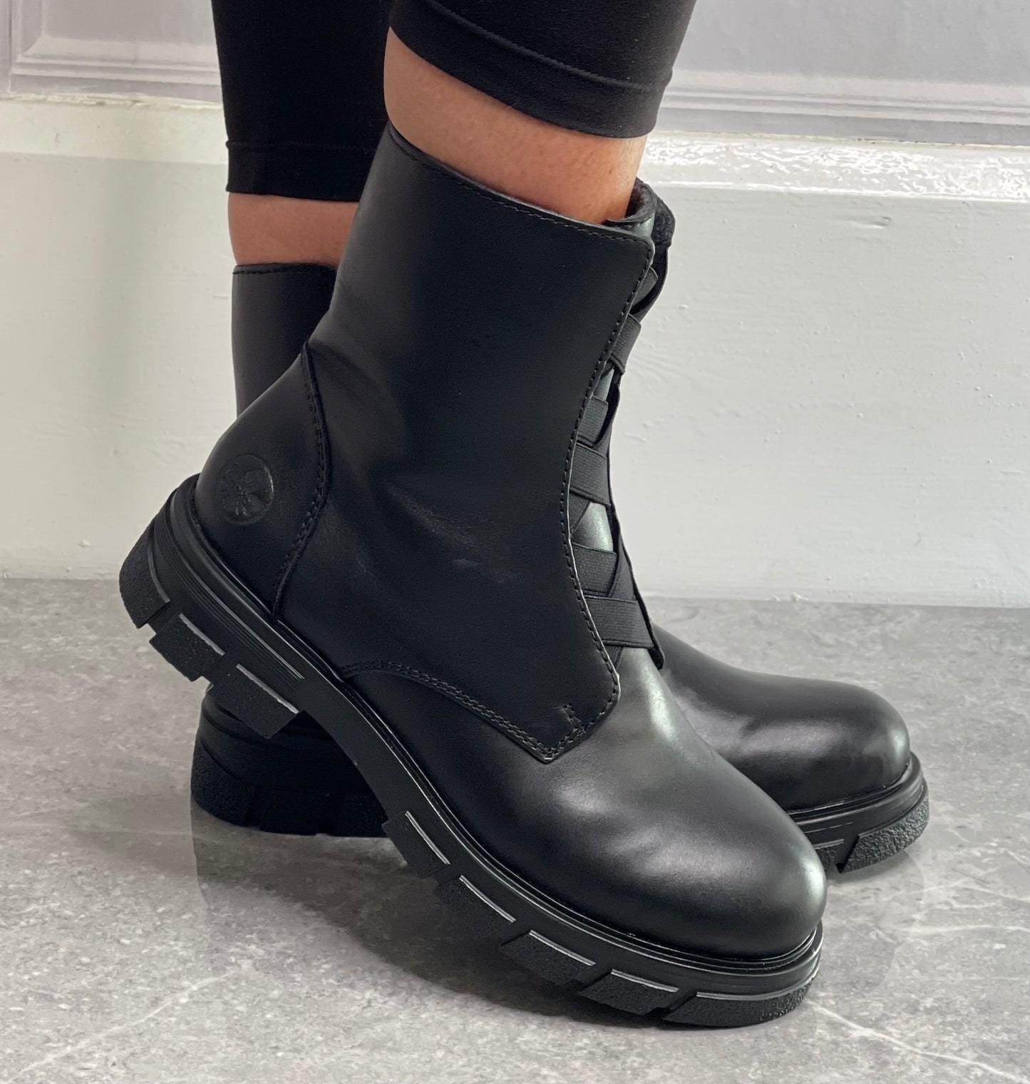 Rieker - Black Front Strap Detail Boot