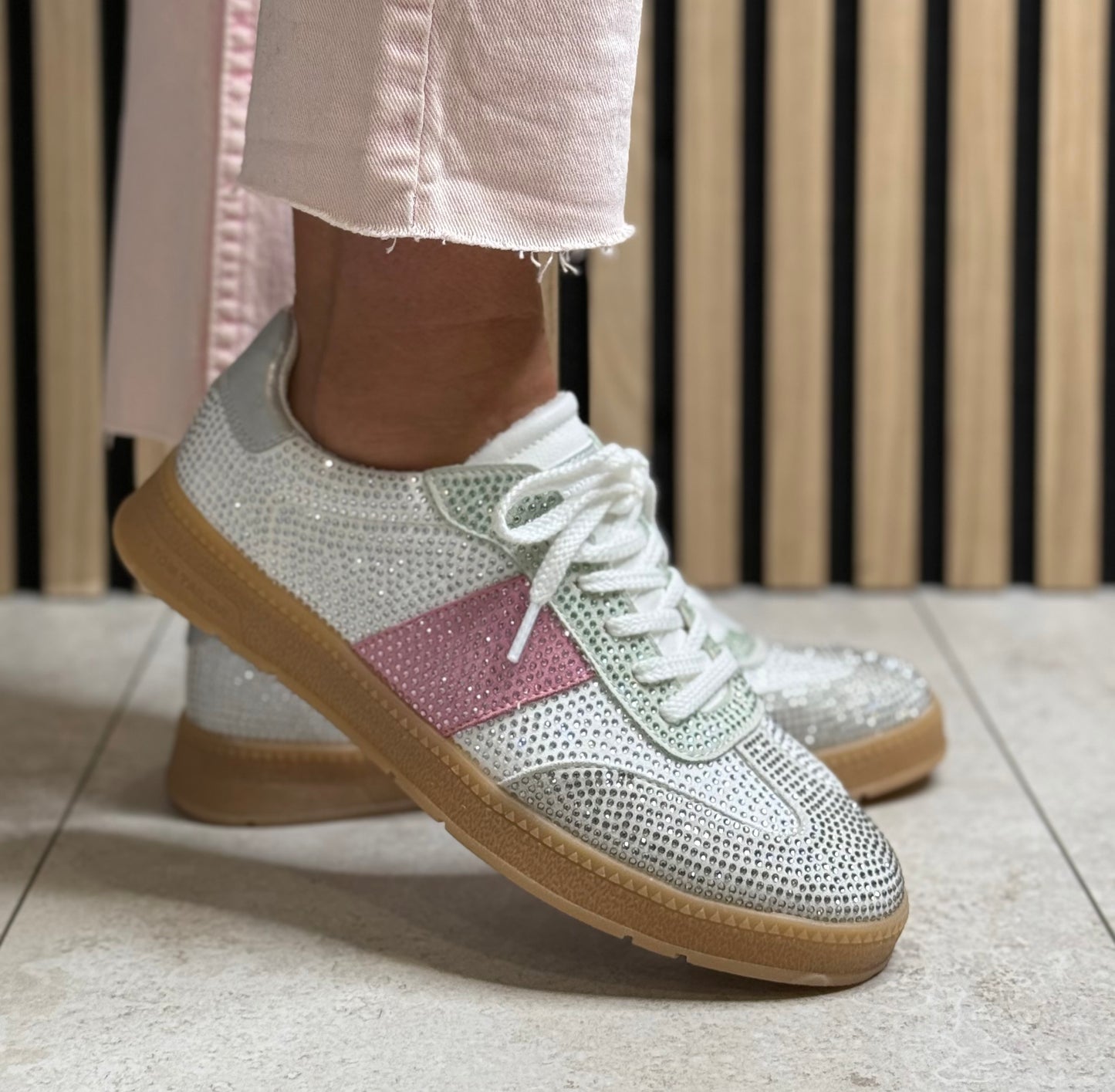 Tom Tailor - White Bling Combo Gum Sole Trainer