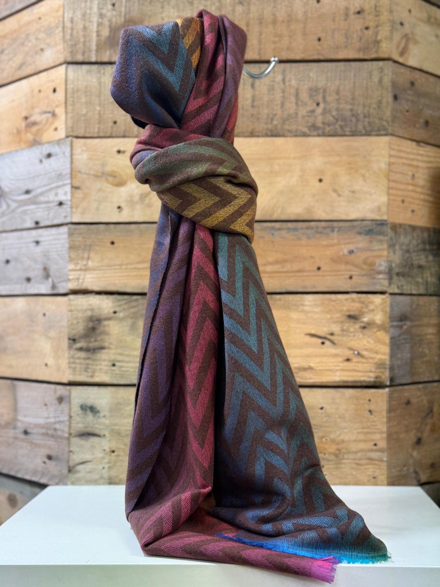 hannah k -  Brown Multi Chevron Scarf