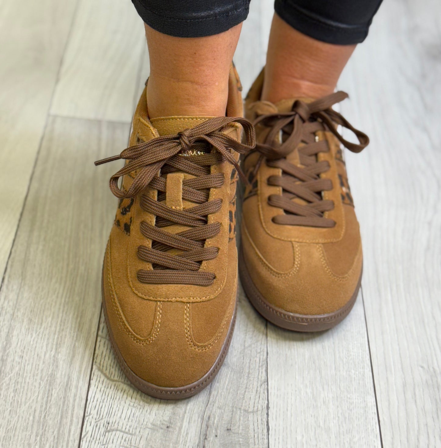 Teddy Smith - Camel/Leopard Suede Trainer (120233)