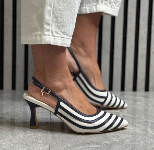 Una Healy - 'Holiday Road' Midnight Stripe Slingback Heel