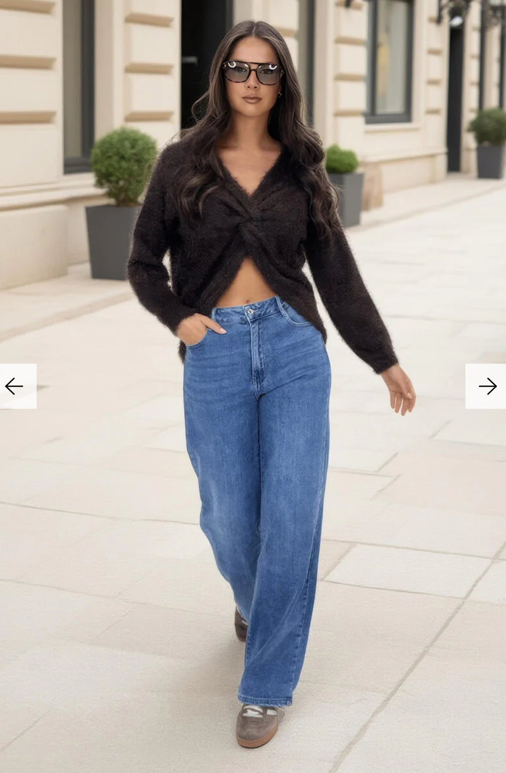 AX Paris - Chocolate Fluffy Knit Twist Detail Jumper